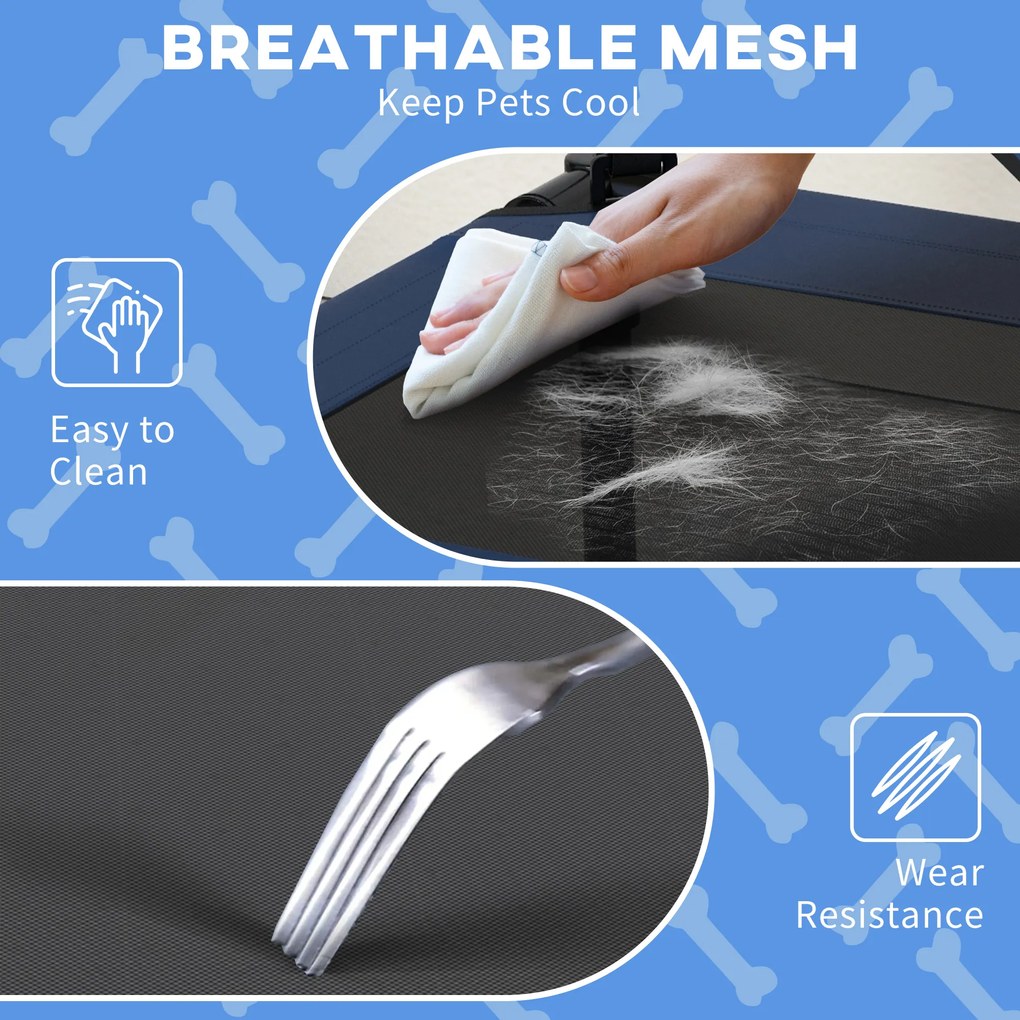 PawHut Legowisko dla psa z daszkiem, Niebieskie, Oddychające, Wodoodporne, do 20 kg, 76 x 61 x 69,5 cm