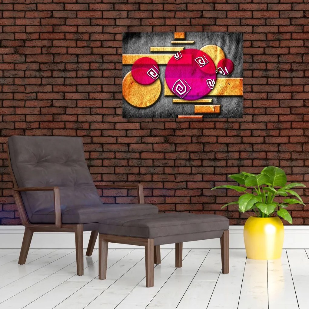 Abstrakcyjny obraz z historycznymi symbolami (70x50 cm)