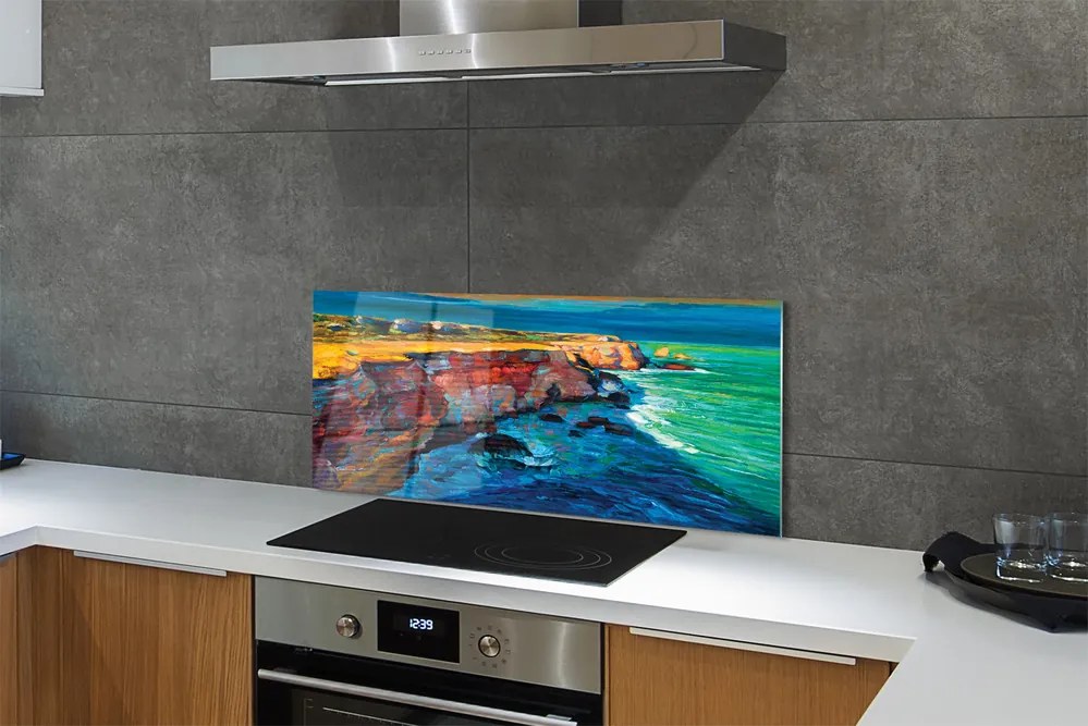 Szklany Panel Skały nad Brzegiem Morza