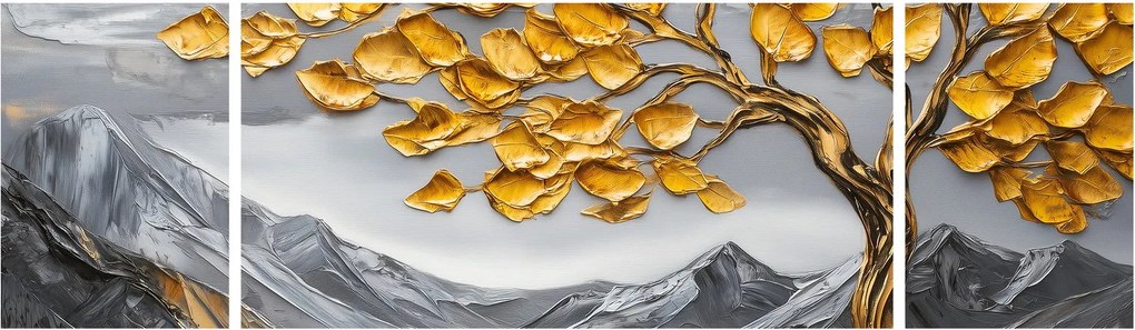Obraz – Drzewo ze złotymi liśćmi (170x50 cm)