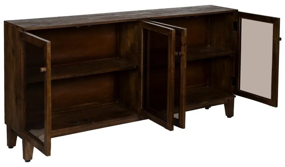 Brązowa witryna z litego drewna mango 180x87x35 cm Ravi – Ixia