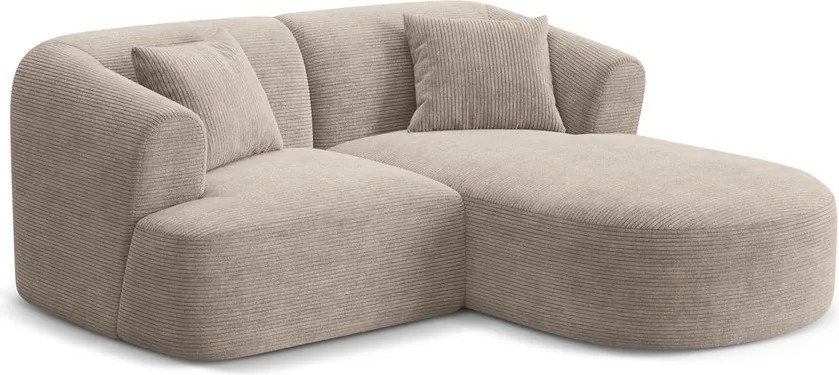 Jasnobrązowy sztruksowy narożnik (prawostronny/z szezlongiem) Campi – Cosmopolitan Design