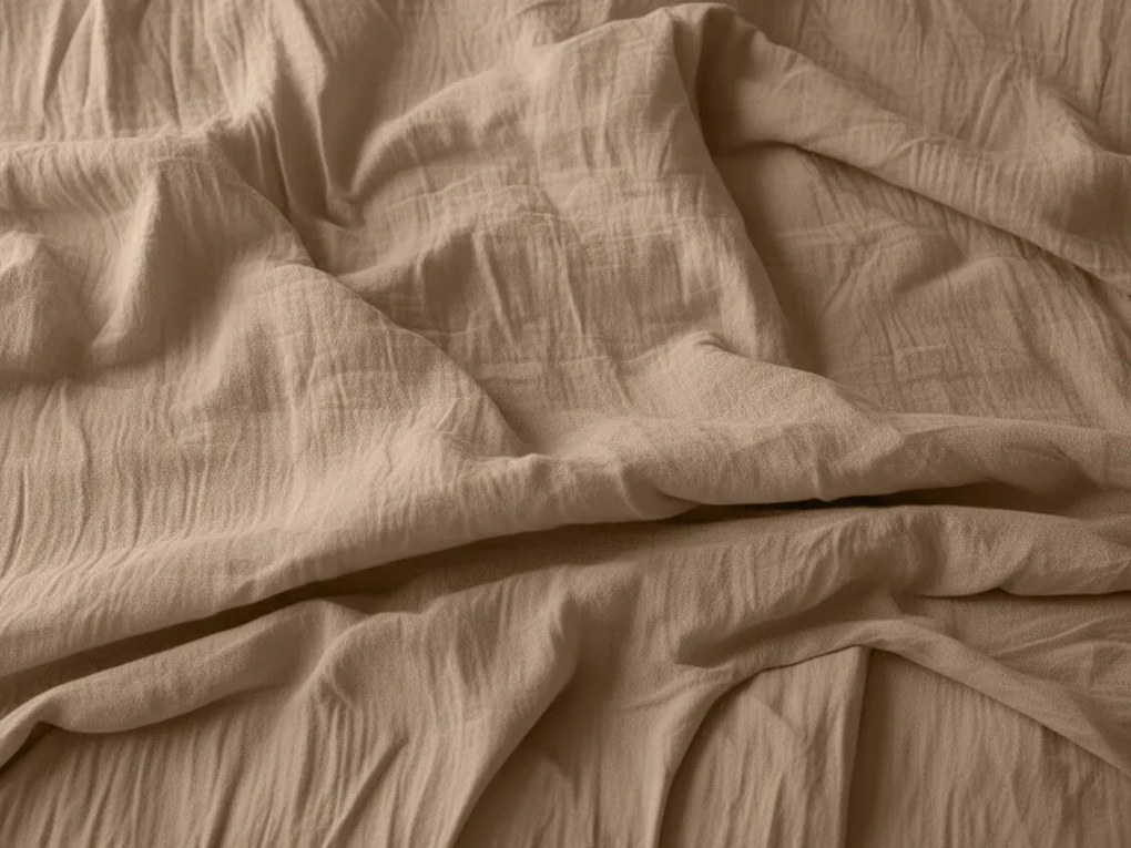 PrzytulneMieszkanie.pl PrzytulneMieszkanie.pl Pościel muślinowa PURELY jasnobrązowa Rozmiar pościeli: 80 x 80 cm | 135 x 200 cm