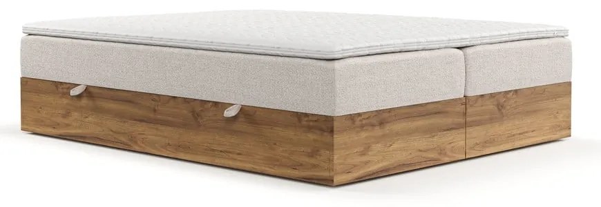 Beżowo-naturalne łóżko boxspring ze schowkiem 160x200 cm Faro – Maison de Rêve