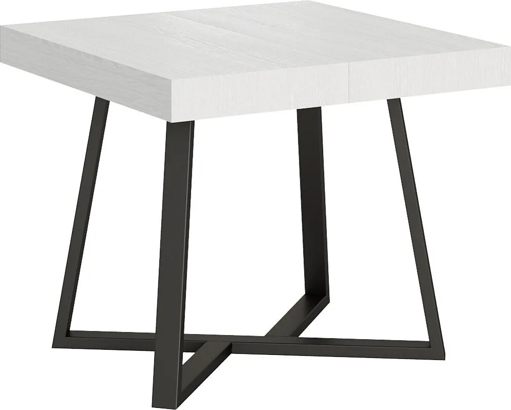 Stół rozkładany 90/194x90 cm Zeplir frassino biała nogi antracytowe