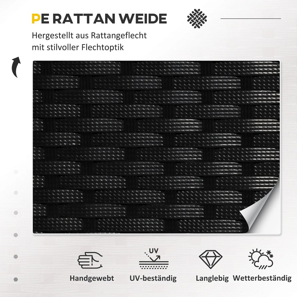 Outsunny komplet wypoczynkowy z technorattanu 7 elementów z poduszkami kolor czarny