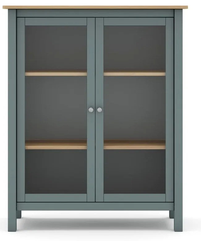 Szarozielona witryna z litego drewna sosnowego 90x110x40 cm Misti – Marckeric