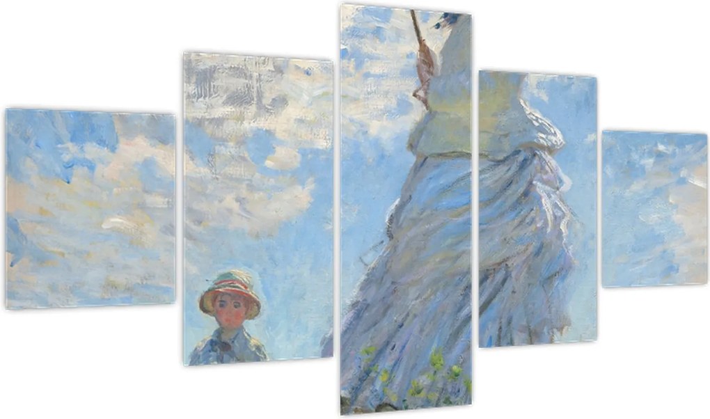 Obraz - Claude Monet, Woman with a Parasol - Madame Monet and Her Son, reprodukcje (125x70 cm)