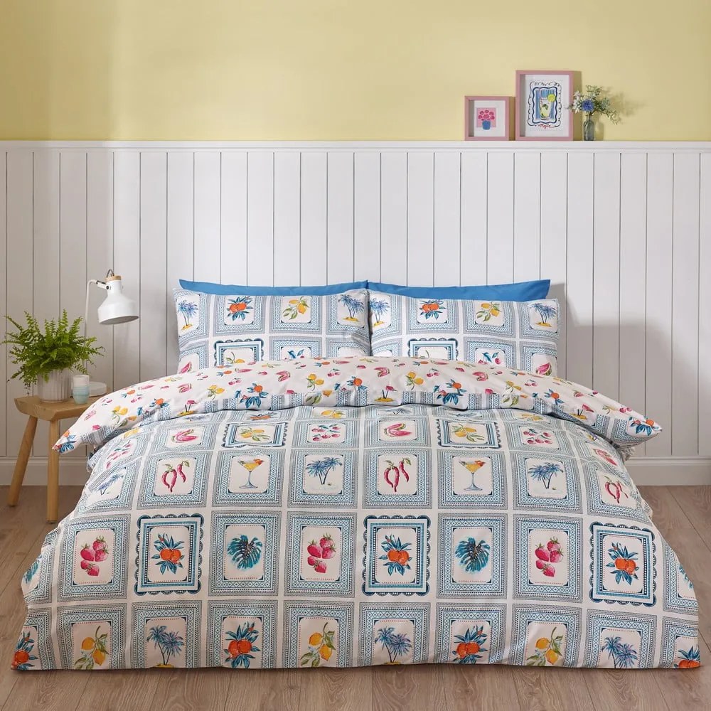 Niebieska pościel dwuosobowa 230x220 cm Riviera Tiles – Catherine Lansfield