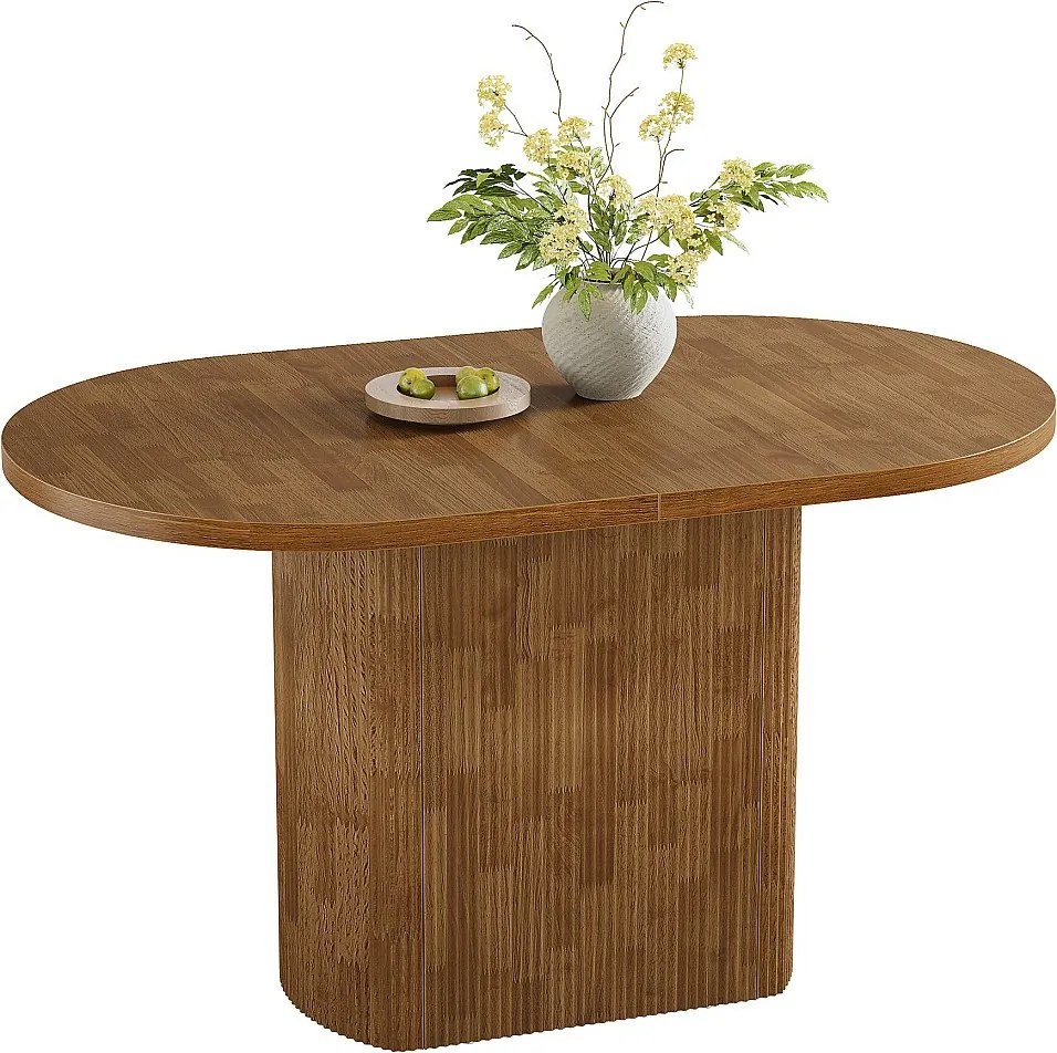 Stół jadalny owalny 120 cm do jadalni w domu, rustykalny stół kuchenny z podstawą dla 4 osób