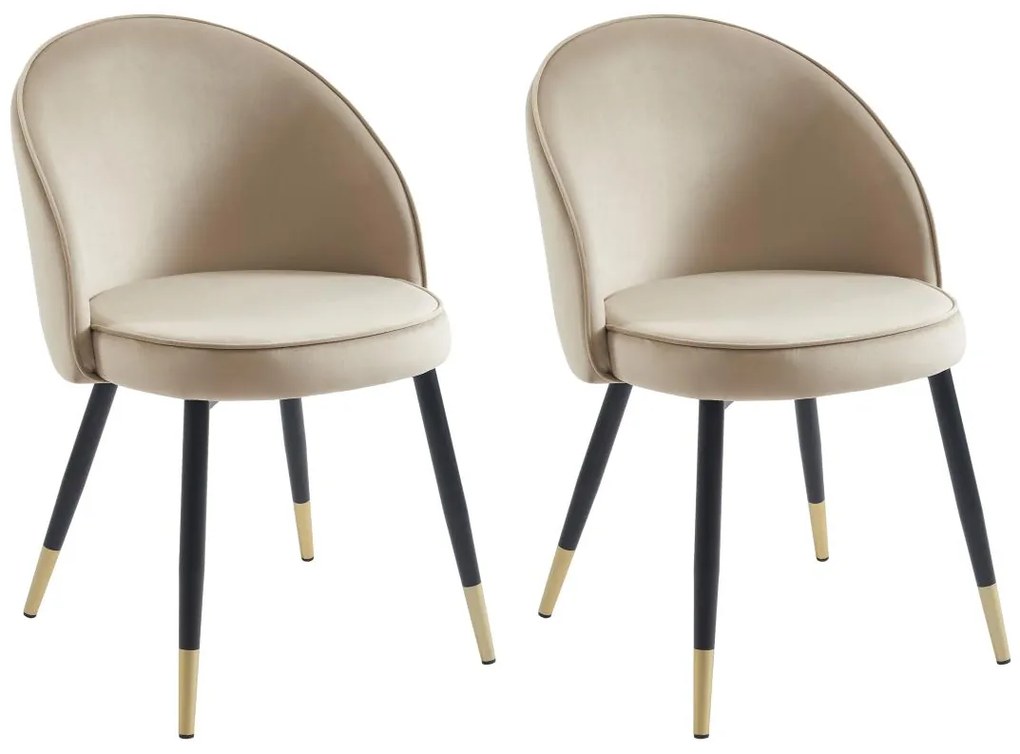 Zestaw 2 krzeseł z weluru i metalu - Beżowy - MAYLINA