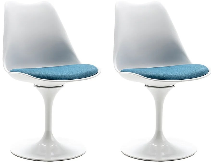 Zestaw 2 krzeseł– polipropylen i metal – kolor niebieski i biały  XAFY