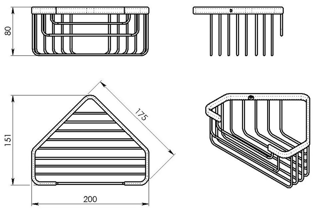 GEDY 2483-14 Smart półka narożna pod prysznic, 20 x 8 x 15,1 cm, czarny mat