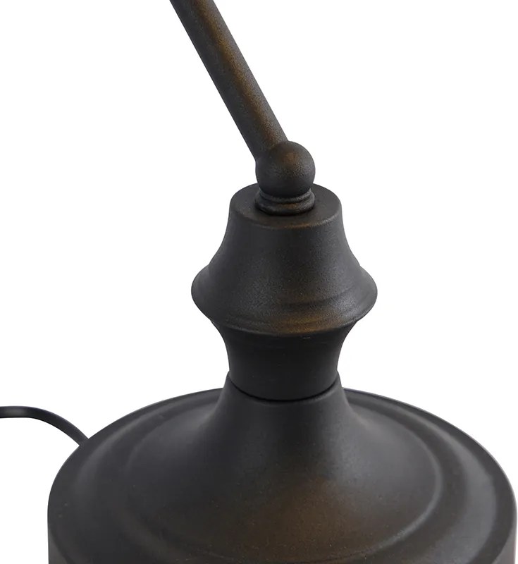 Klasyczna lampa notariusza czarna z przyciemnianym lustrzanym szkłem - Banker