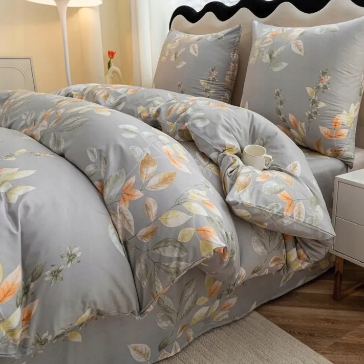 PrzytulneMieszkanie.pl PrzytulneMieszkanie.pl Pościel z mikrofibry MISTLEAF szara Rozmiar pościeli: 2 szt 70 x 80 cm | 160 x 200 cm