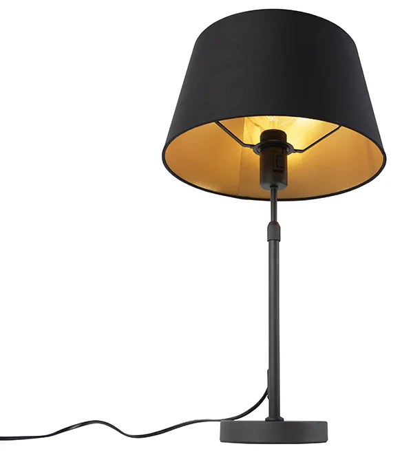 Lampa stołowa czarna z abażurem czarnym ze złotem 35 cm - Parte Nowoczesny Oswietlenie wewnetrzne