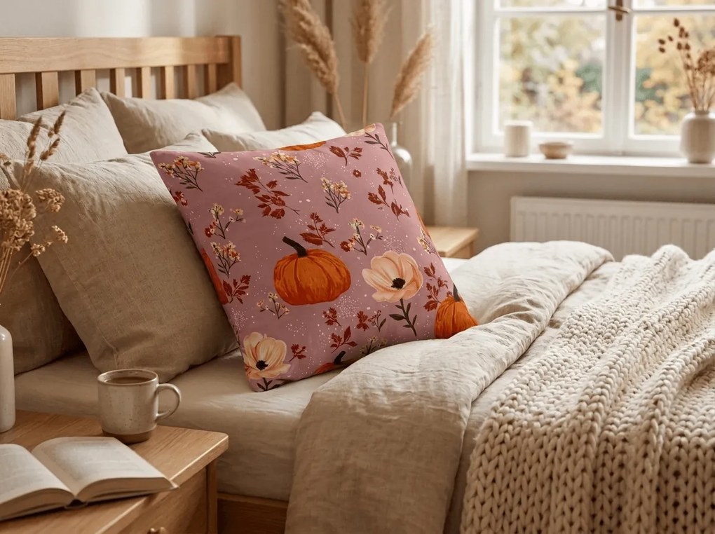Poszewka na poduszkę z mikrofibry PUMPKINS ROSAVIE 45x45 cm, brudny róż