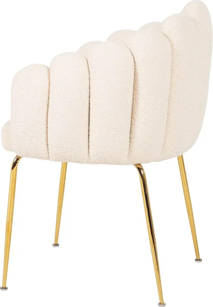 Białe metalowe krzesło boucle ze złotymi nogami D5-Z93