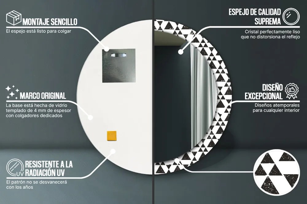 Trójkąty geometria Lustro dekoracyjne okrągłe