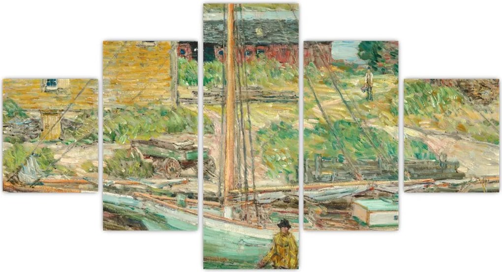 Obraz - Childe Hassam, Oyster Sloop, Cos Cob, reprodukcje (125x70 cm)