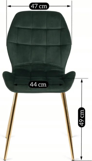 Krzesło Tapicerowane do Jadalni LUCKY Zielone Welurowe Nowoczesne Glamour