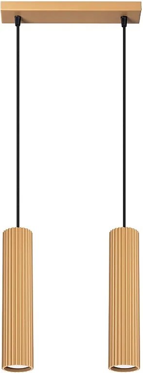 Lampa Wisząca Minimalistyczny Karbon, Aluminium - 2 Źródło - L.30 X H.90 Cm - Złoty