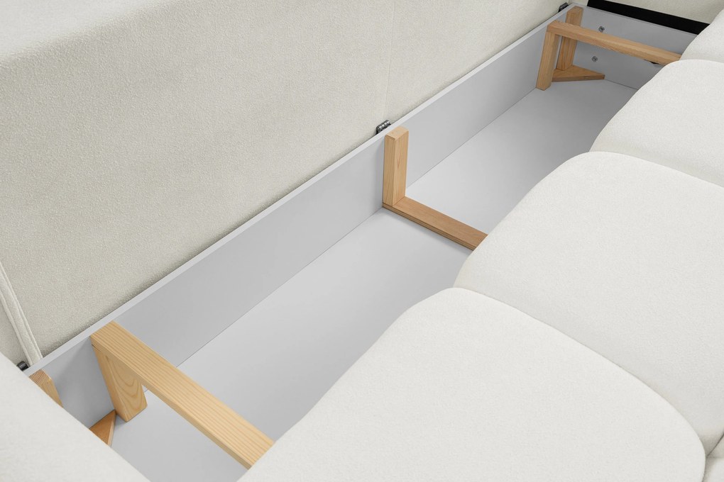 Masseno Sofa MODA z funkcją spania i pojemnikiem na pościel, Rozkładana sofa - Kremowy, SICURO 60
