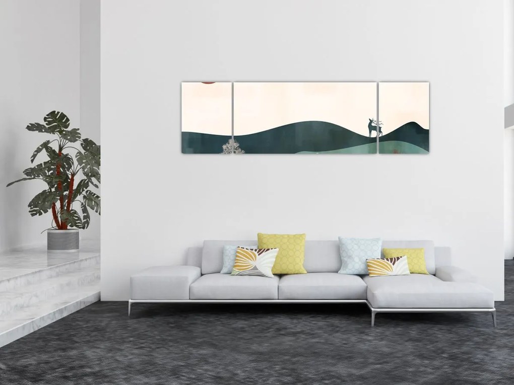 Obraz - Ilustrowany krajobraz (170x50 cm)
