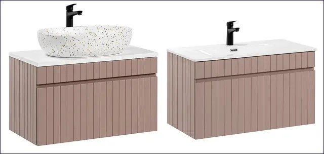 Szafka umywalkowa różowa 80 cm z lamelami D1-N71