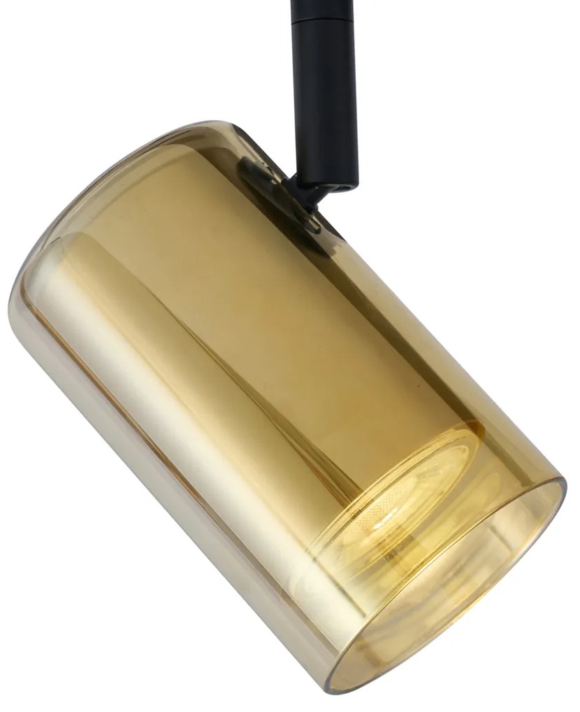 Nowoczesny reflektor złoty z bursztynowym szkłem do systemu szynowego 1-fazowego - Iconic Lloyd