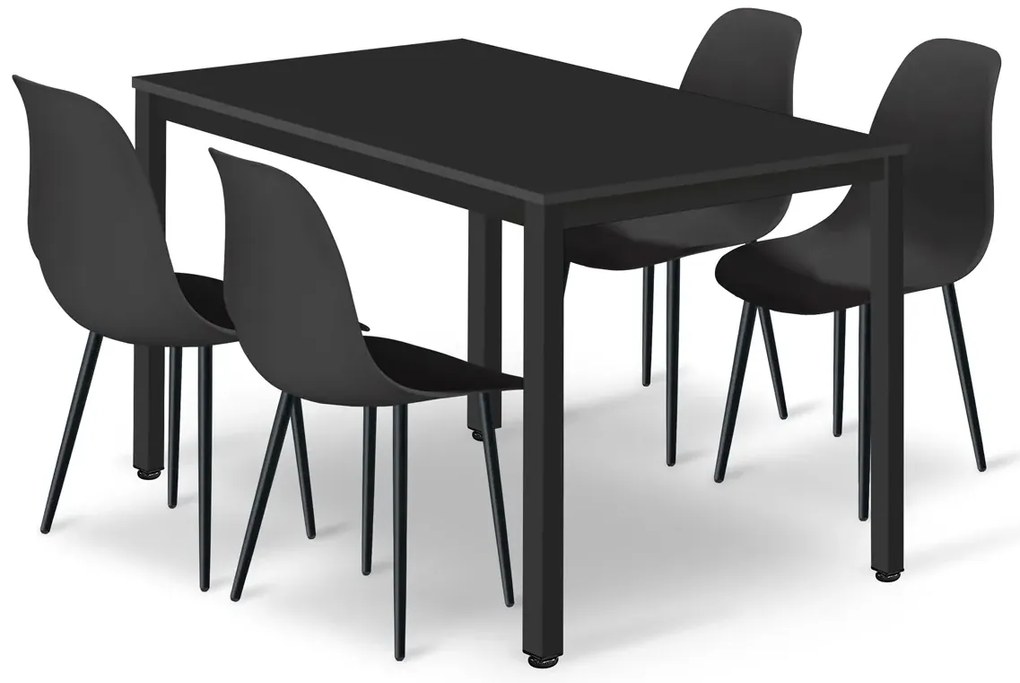 Stylowy czarny zestaw stół z 4 krzesłami S9-K22