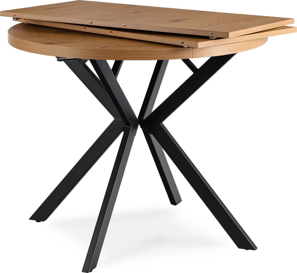 Stół Okrągły Rozkładany DORIAN 80-160 cm Dąb Złoty/Czarny Nowoczesny