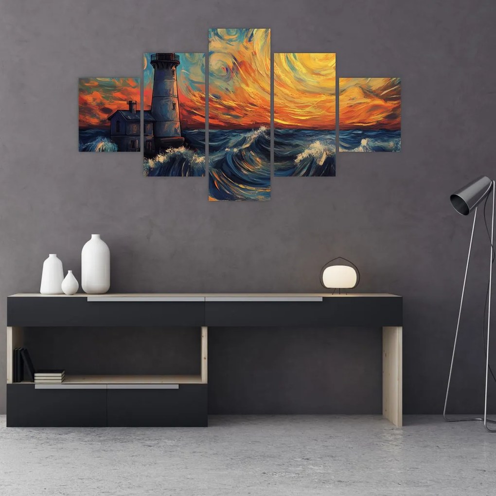 Obraz - Latarnia morska w falach (125x70 cm)