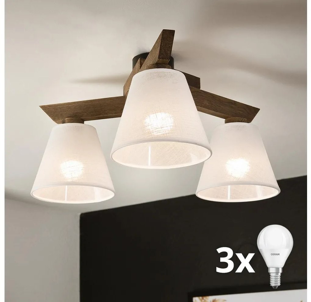 Brilagi - LED lampa ANTHONY 3xE14/40W/230V dąb orzech/biały