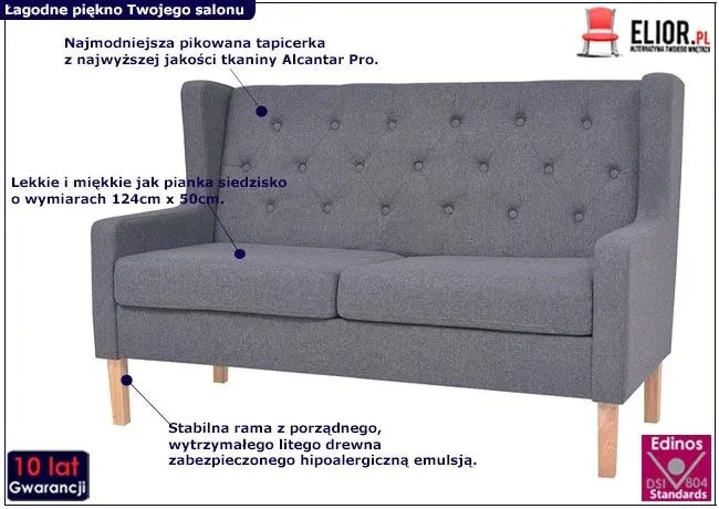 Dwuosobowa sofa Faselo 2G - szara