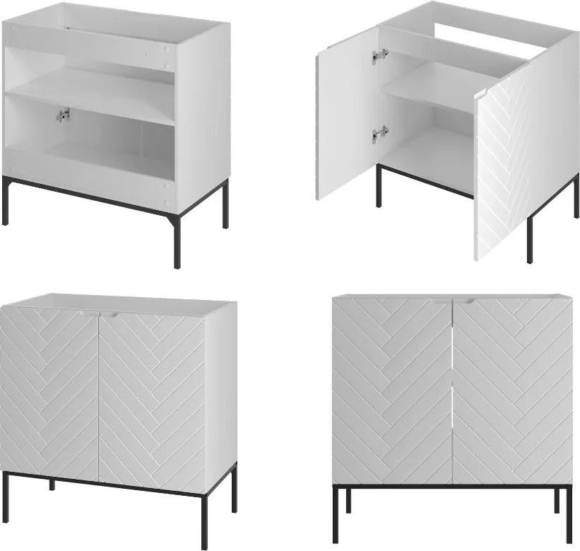Szafka pod umywalkę wpuszczaną Aspen 08, biały mat/czarny, 80 cm