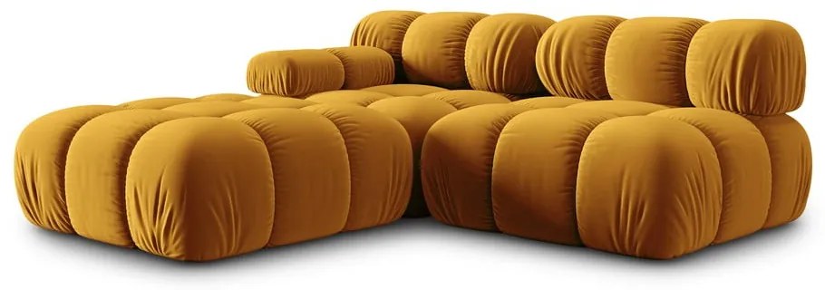 Żółta aksamitna sofa 282 cm Bellis – Micadoni Home