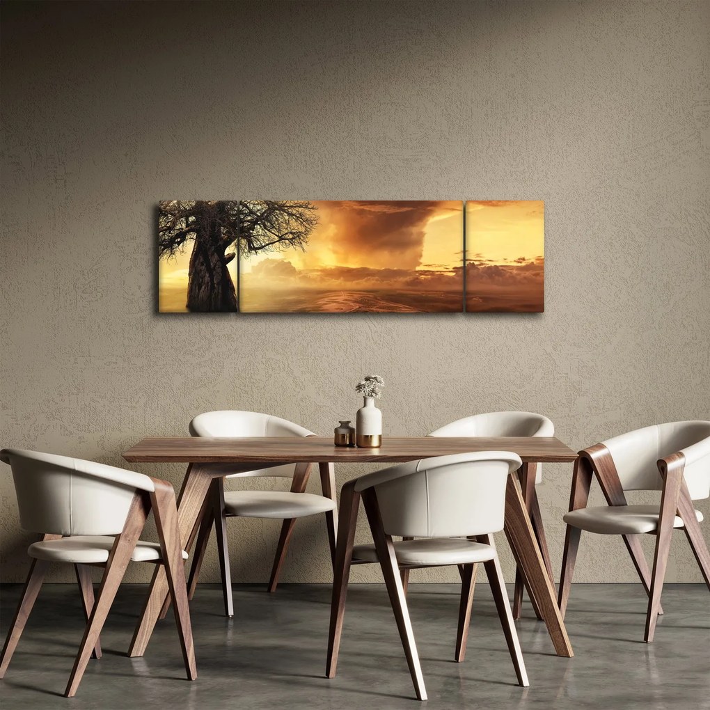 Obraz pomarańczowych chmur (170x50 cm)
