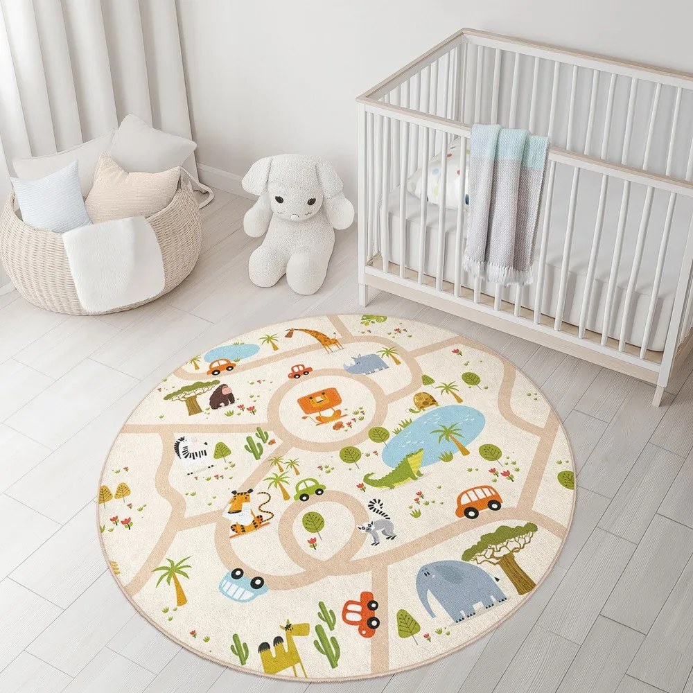 Dziecięcy dywan do zabawy odpowiedni do prania ø100 cm Savana Ride – Mila Home