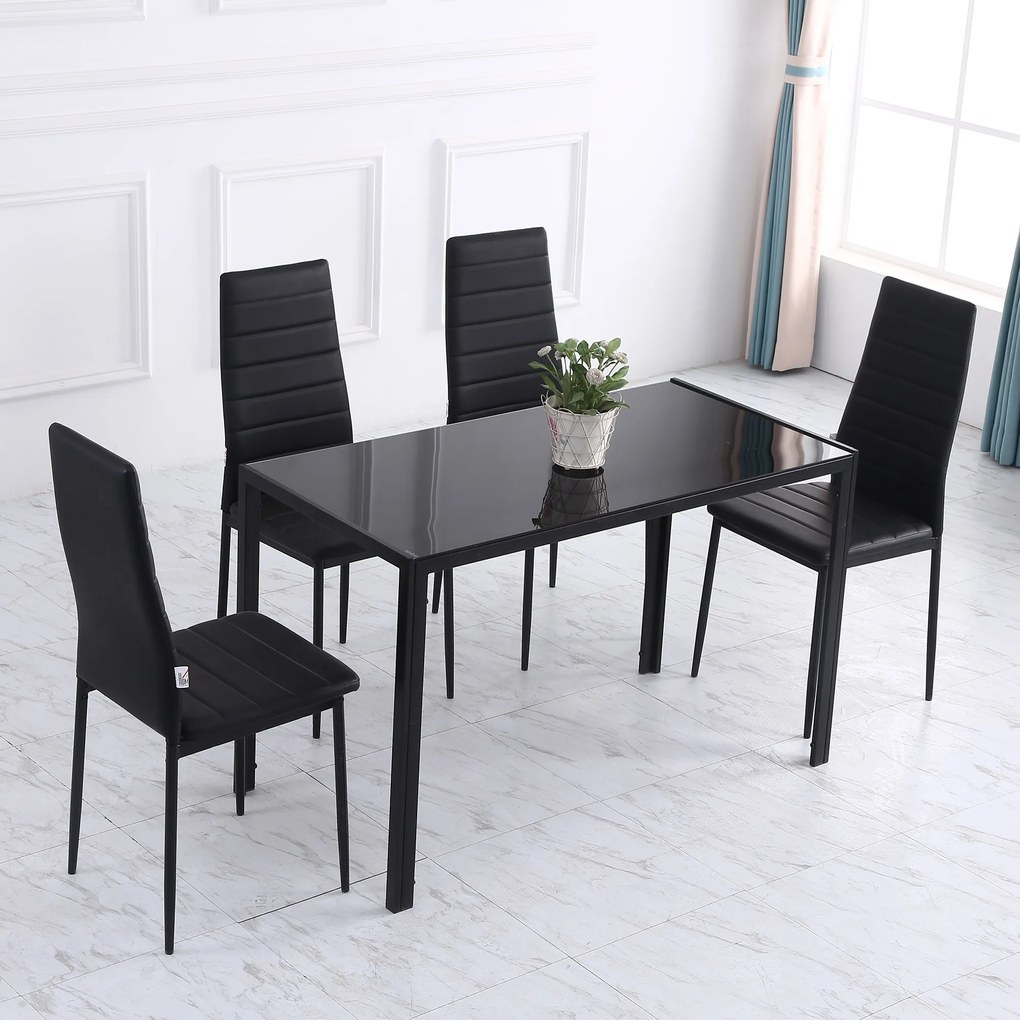 HOMCOM Stół jadalniany kuchenny nowoczesny design 120x60x75 cm czarny do salonu lub kuchni | Aosom PL