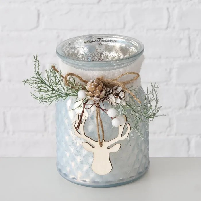 Świecznik słoik ze stroikiem WILKA, wys. 16 cm