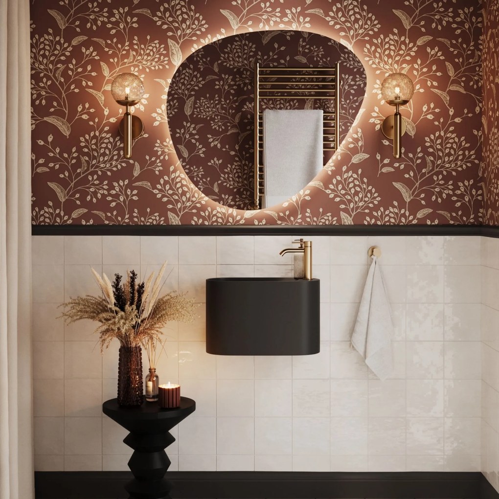 Umywalka z kamienia syntetycznego nablatowa / wisząca owalna czarna 45 x 22 cm OVELA Black : Typ montażu - podwieszana