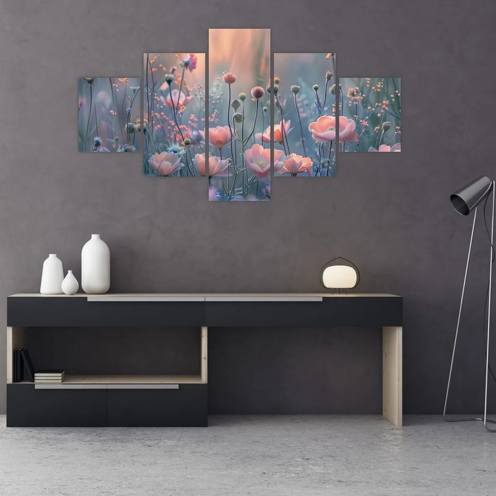 Obraz - Kwiaty w pastelowych kolorach (125x70 cm)