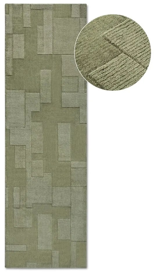 Zielony wełniany chodnik tkany ręcznie 80x250 cm Wilhelmine – Villeroy&amp;Boch