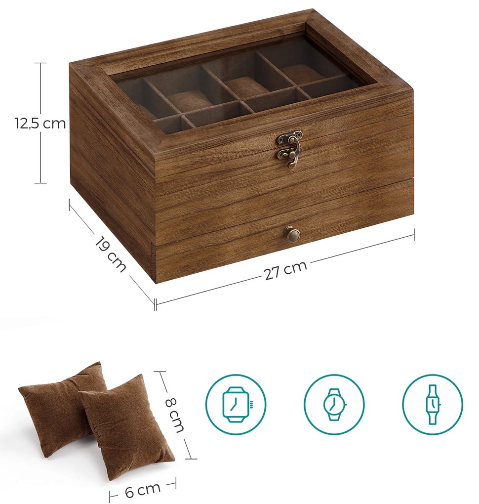 Kasetka drewniana, Elegancka, na Zegarki, Biżuterię JOW008K01