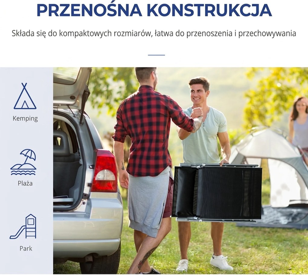 Outsunny Leżak, leżak ogrodowy, składany, regulowany, leżak, meble ogrodowe