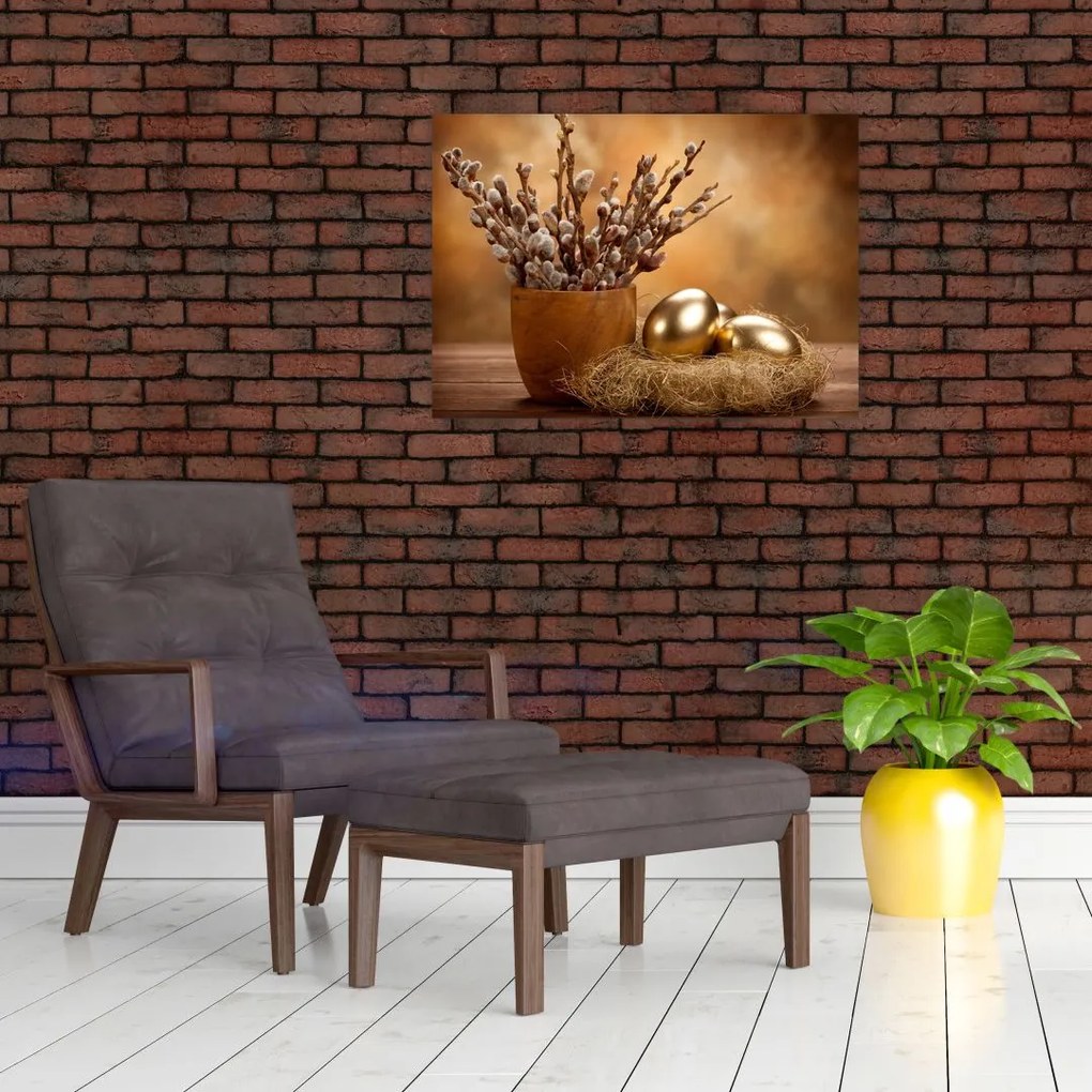 Obraz na szkle jajek i kociąt (70x50 cm)