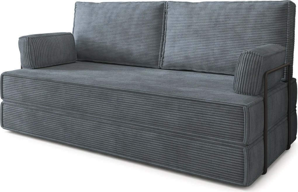 Masseno Sofa piankowa SILAR z funkcją spania, Kanapa z pianki do salonu, Bezmontażowa, Tkanina sztruksowa – Szary POSO 60