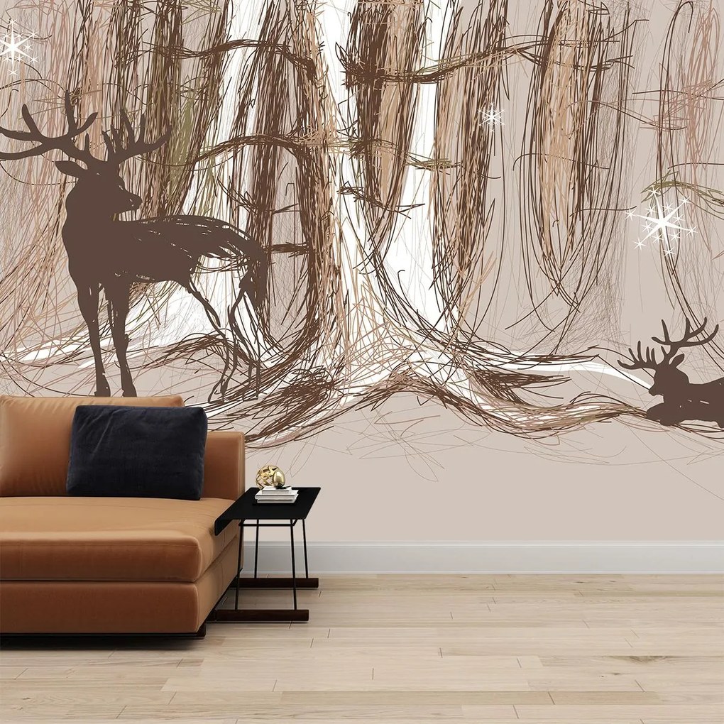 Fototapeta - Jeleń wśród drzew (196x136 cm)