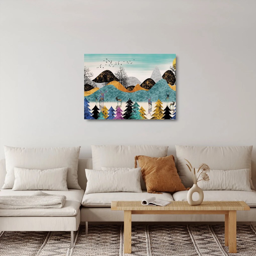 Obraz na szkle graficzny z jeleniem (70x50 cm)